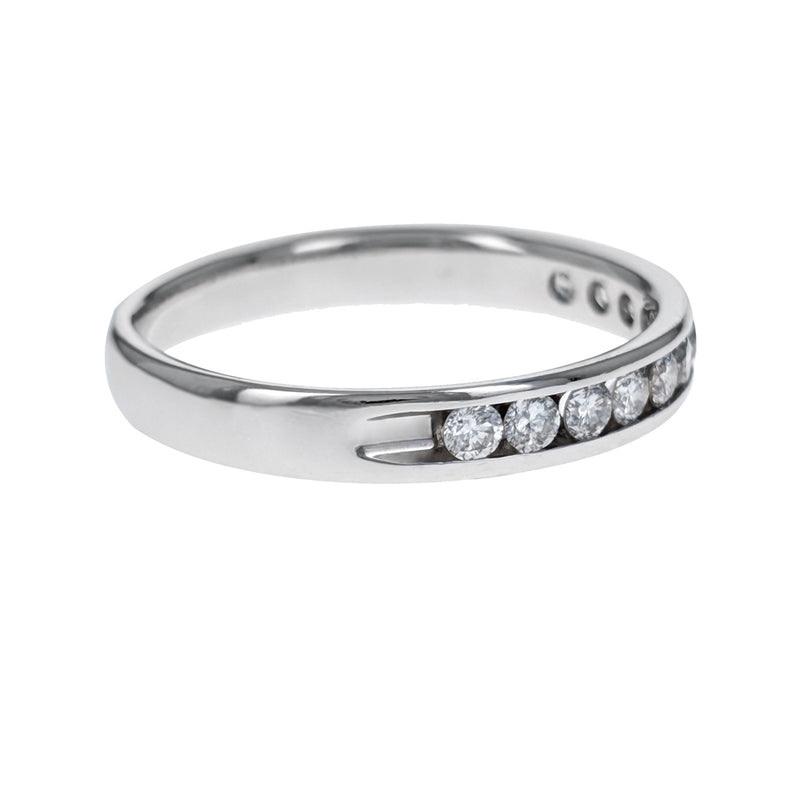 Round Brilliant Cut Channel Set Diamond Band in White Gold