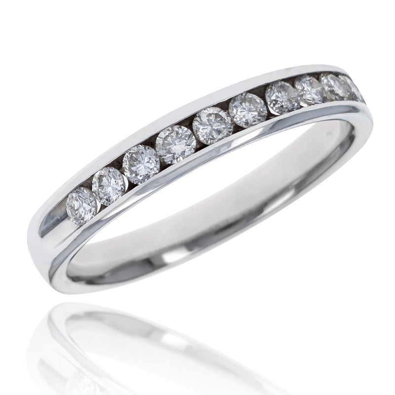 Round Brilliant Cut Channel Set Diamond Band in White Gold