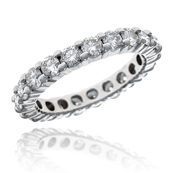 14K White Gold Diamond Eternity Wedding Band