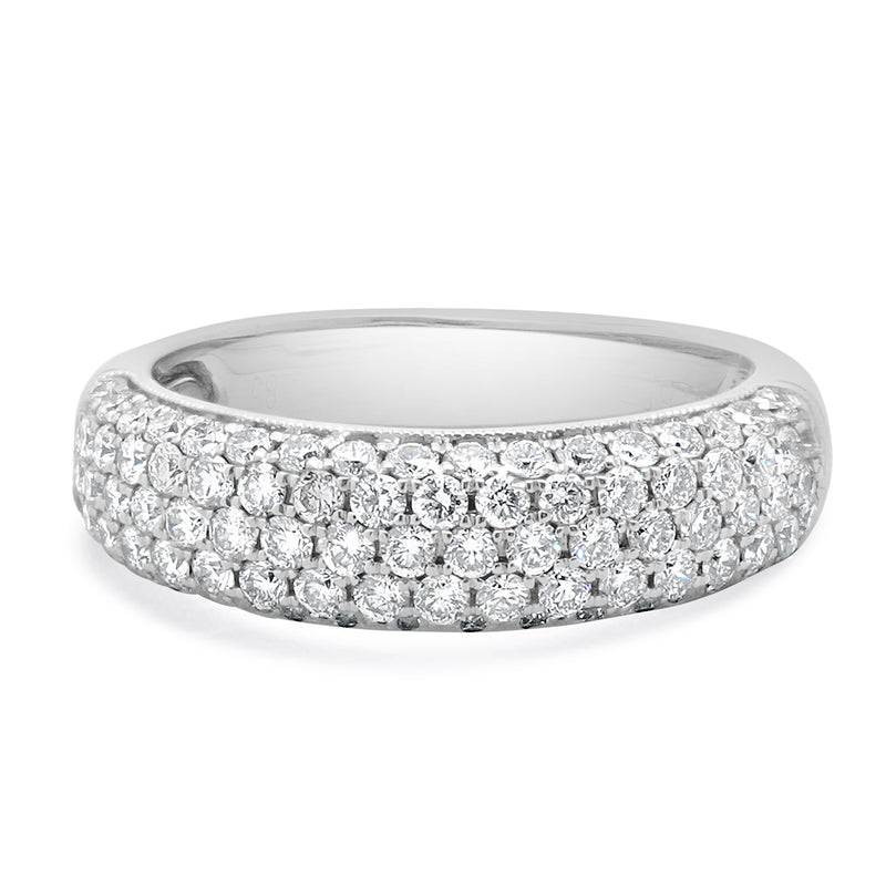 14 Karat White Gold Five Row Pave Diamond Band