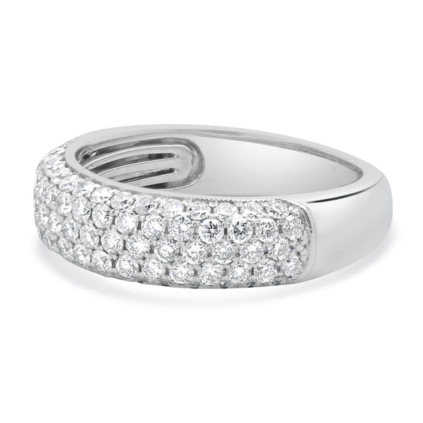 14 Karat White Gold Five Row Pave Diamond Band