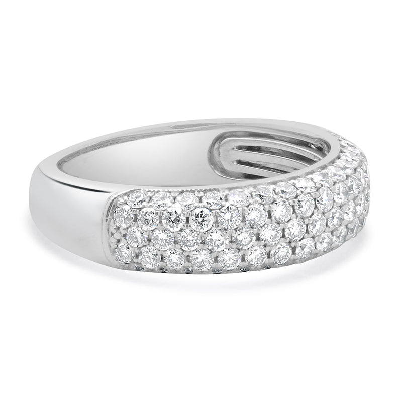 14 Karat White Gold Five Row Pave Diamond Band