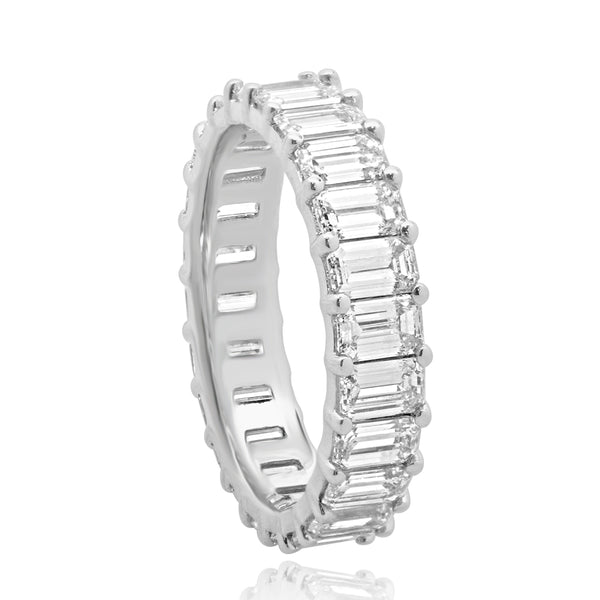 18 Karat White Gold Emerald Cut Diamond Eternity Band