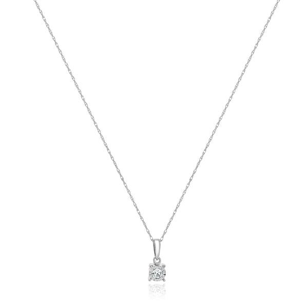 14 Karat White Gold Diamond Solitaire Necklace