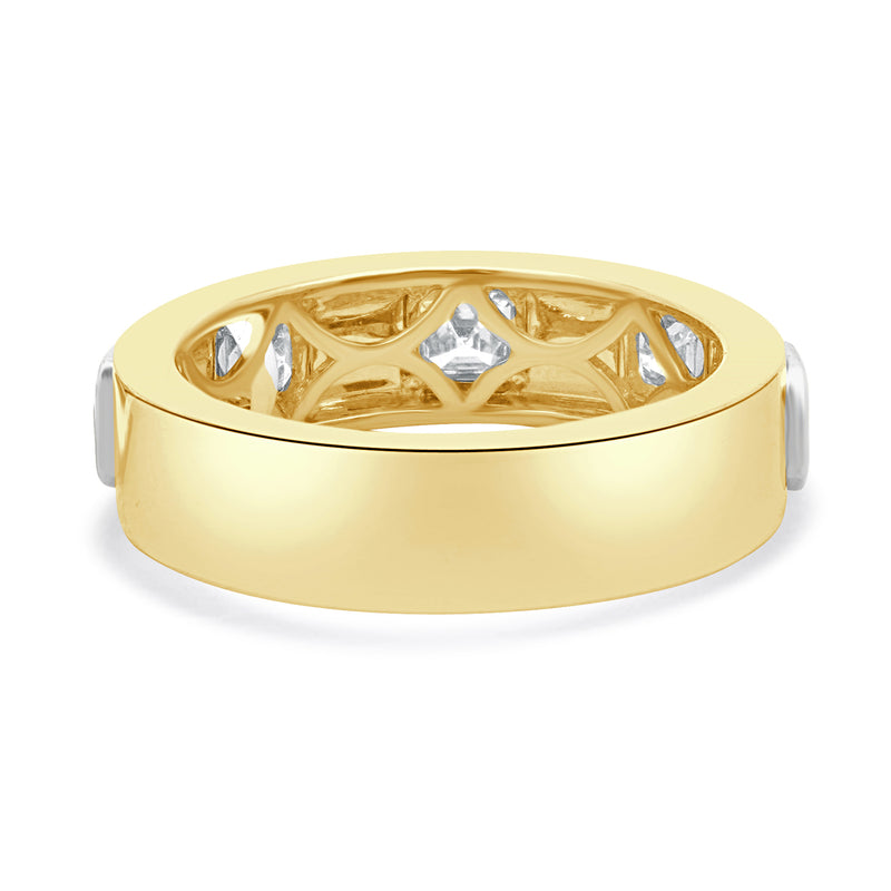 18 Karat Yellow & White Gold Bezel Set Asscher Cut Diamond Station Band