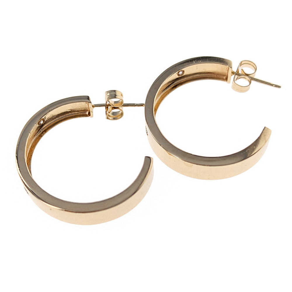 Channel Set Diamond Hoop Earrings in Yellow Gold