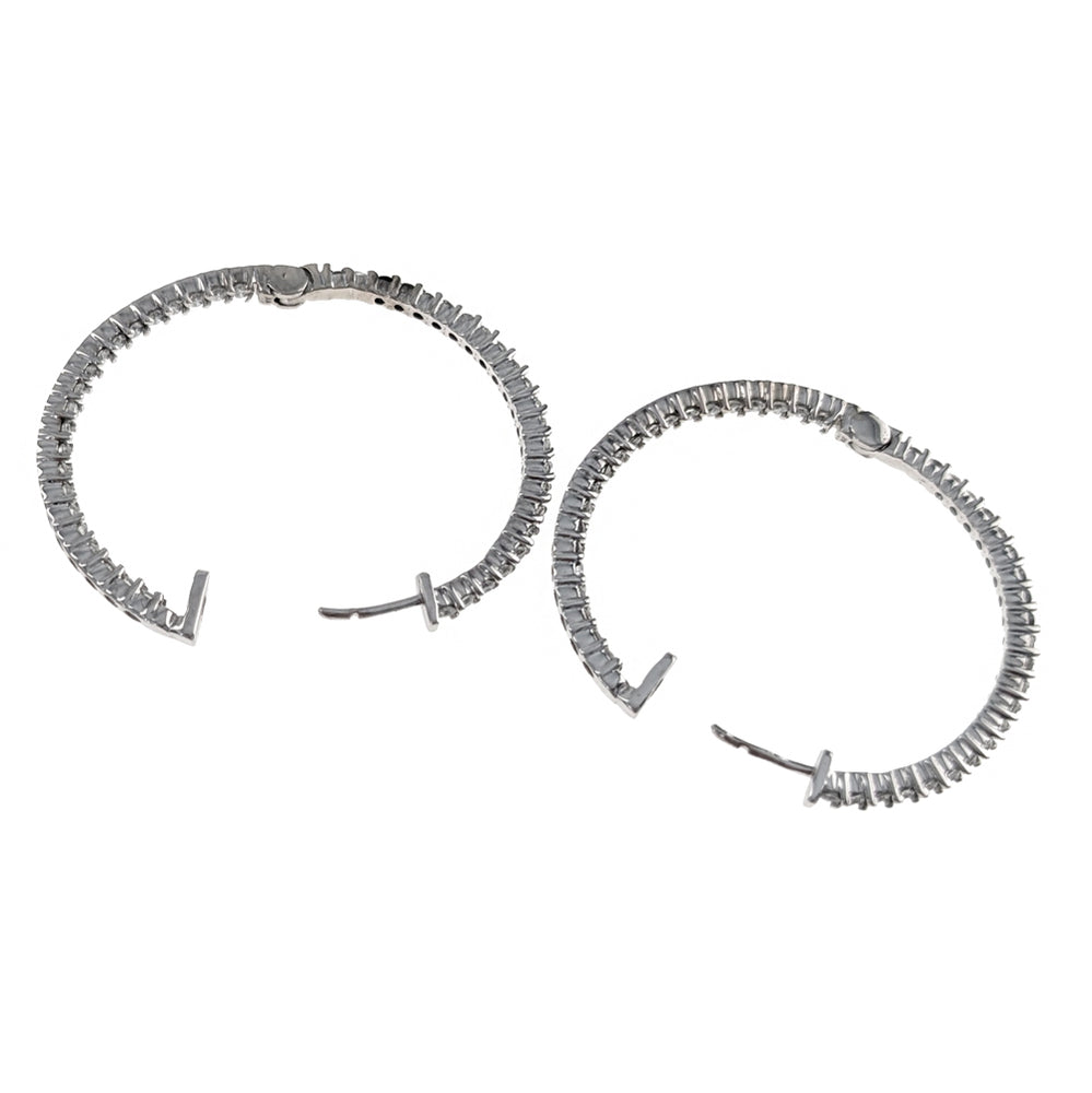 Diamond Inside Outside Hoop Earrings in White Gold