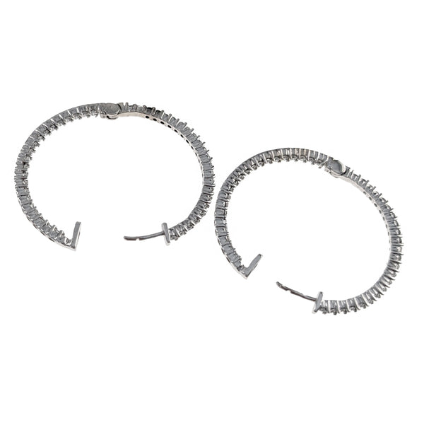 Diamond Inside Outside Hoop Earrings in White Gold