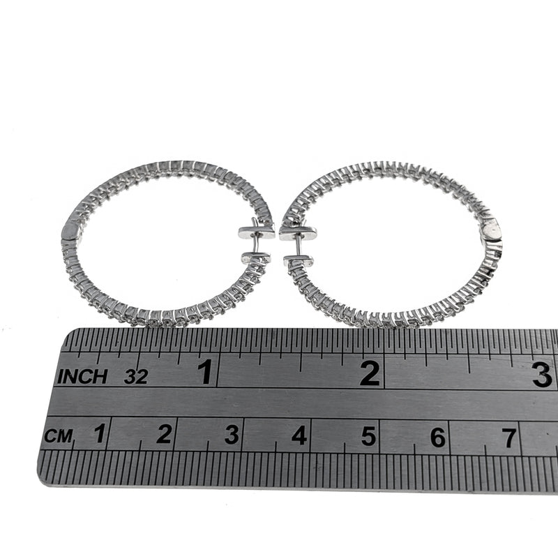 Diamond Inside Outside Hoop Earrings in White Gold