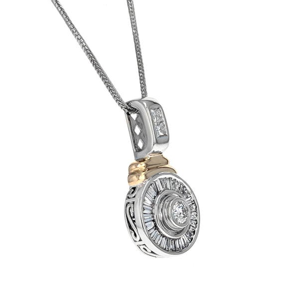 14K White & Yellow Gold Bezel Set Diamond Necklace
