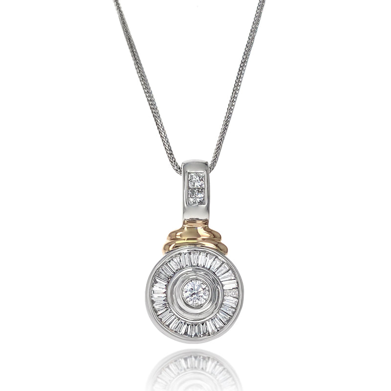14K White & Yellow Gold Bezel Set Diamond Necklace