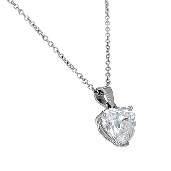 18K White Gold Heart Shaped Diamond Necklace