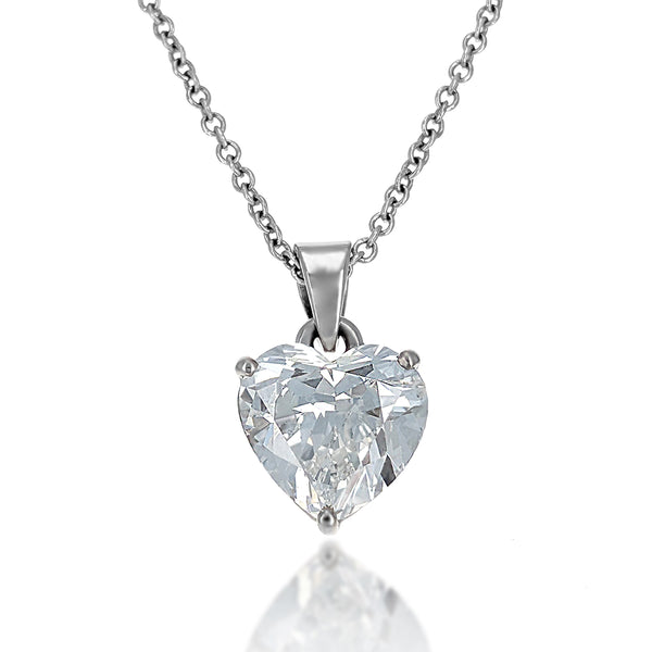 18K White Gold Heart Shaped Diamond Necklace