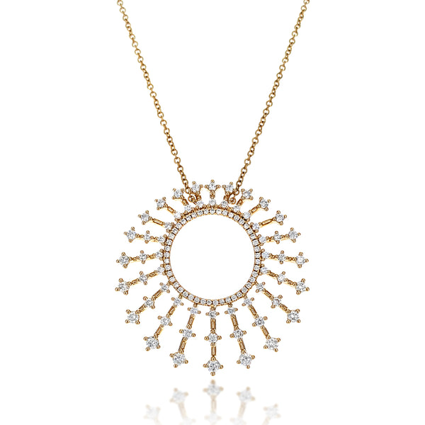 18K Yellow Gold Diamond Open Spray Necklace