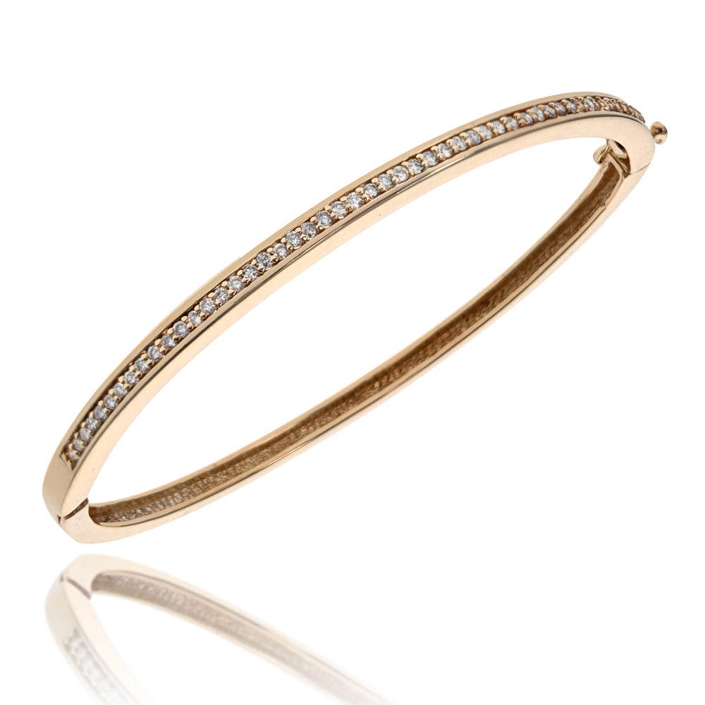 Diamond Hinged Bangle Bracelet in Yellow Gold