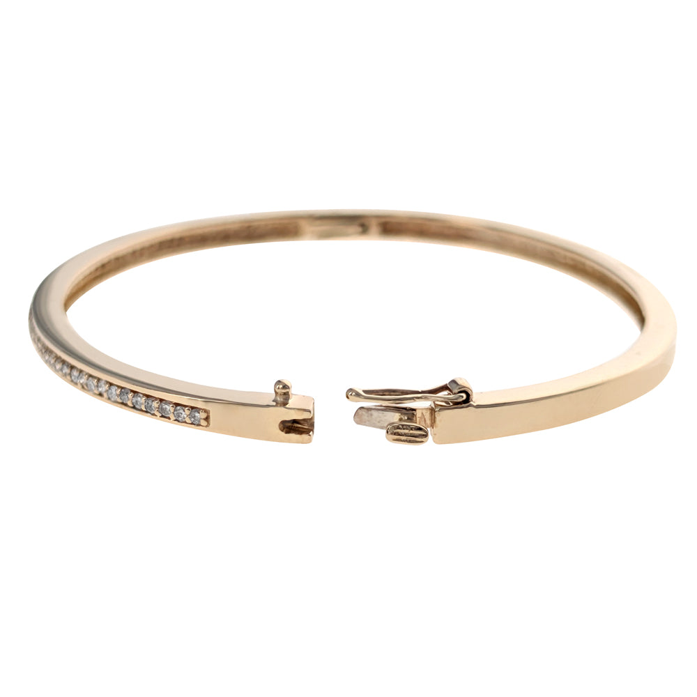 Diamond Hinged Bangle Bracelet in Yellow Gold