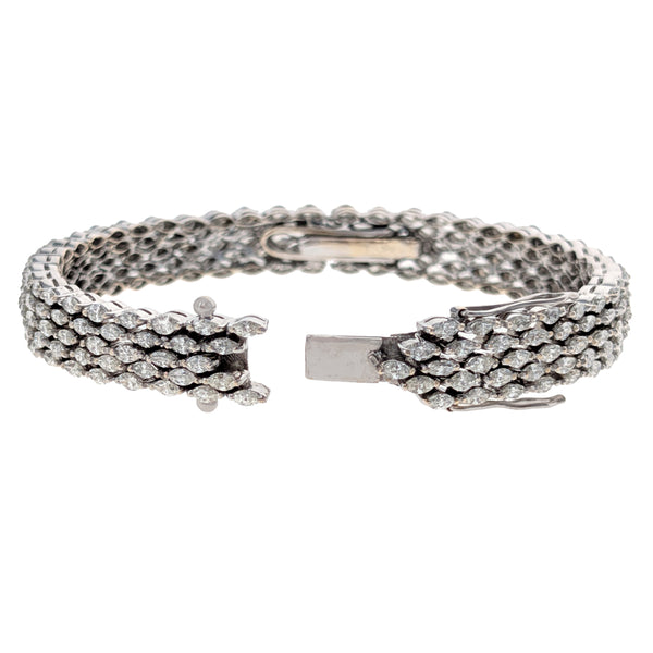 Five Row Marquise Cut Diamond Bangle Bracelet in White Gold