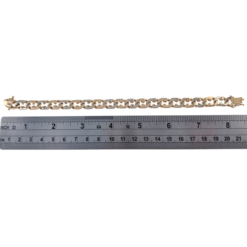 Diamond Anchor Link Bracelet in Yellow and white Gold