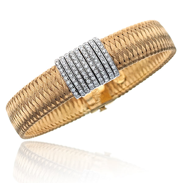 Roberto Coin 18K Yellow & White Gold Diamond Weave Bracelet