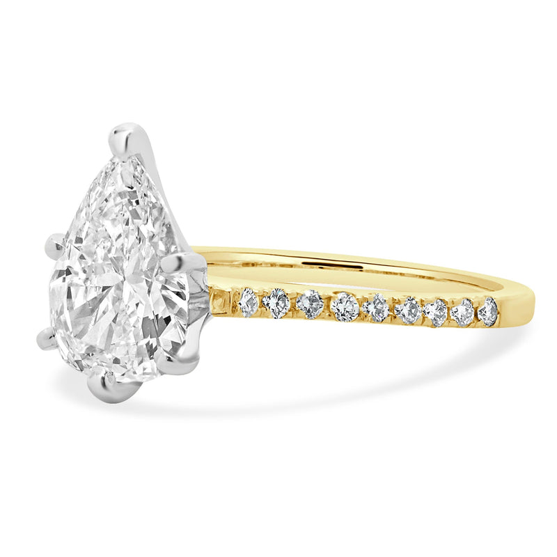 14 Karat Yellow Gold Pear Cut Diamond Engagement Ring