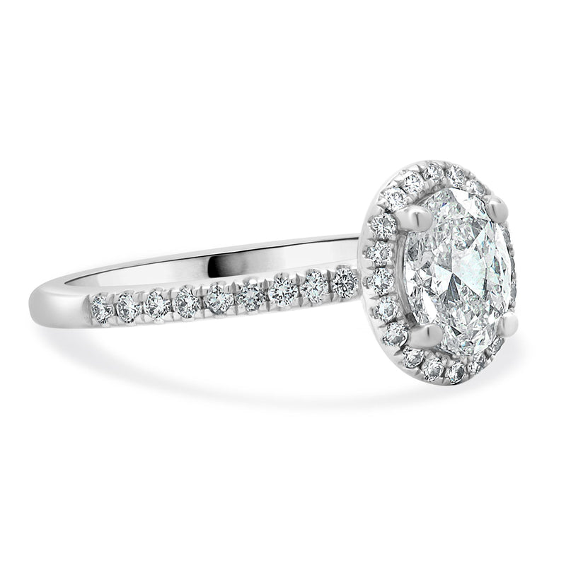 14 Karat White Gold Oval Cut Diamond Engagement Ring