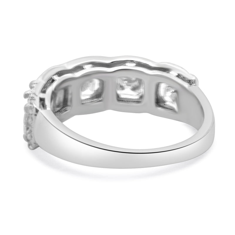 Crisscut 18 Karat White Gold Five Diamond Halo Band