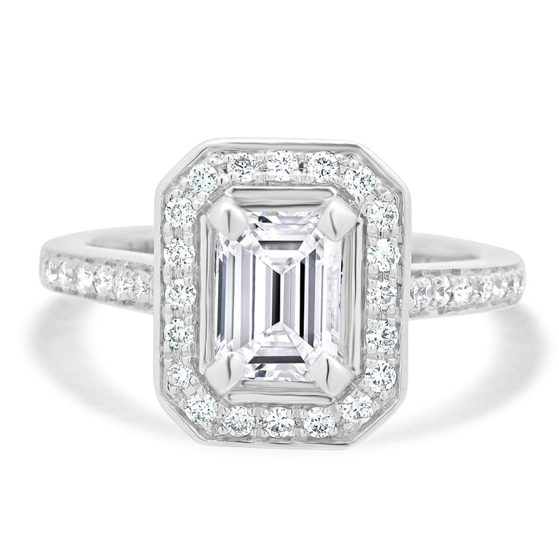 Valina 14 Karat White Gold Emerald Cut Engagement Ring