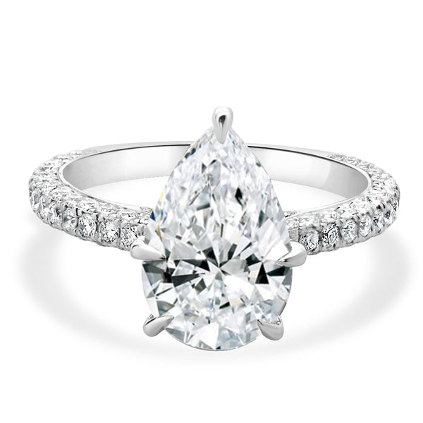 18 Karat White Gold Pear Diamond Engagement Ring