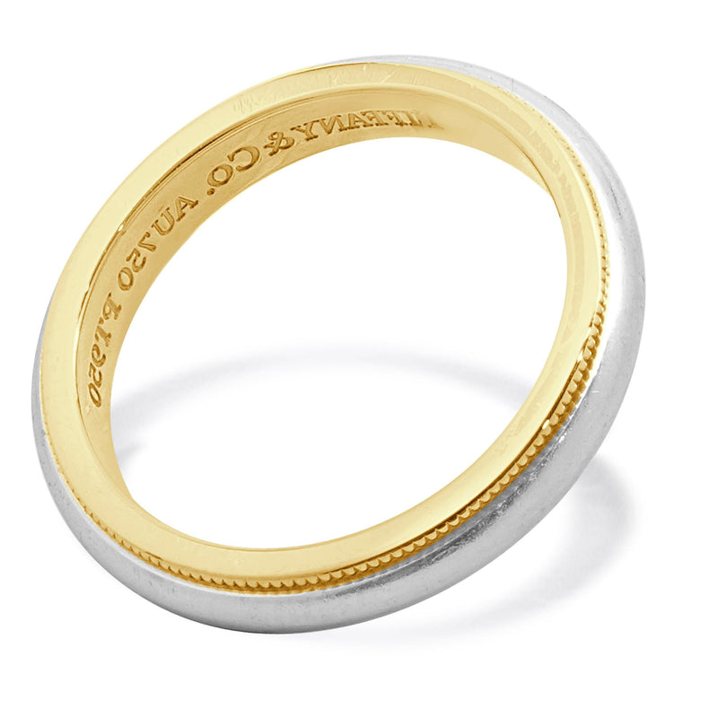 Tiffany & Co. Platinum & 18 Karat Yellow Gold Milgrain Wedding Band
