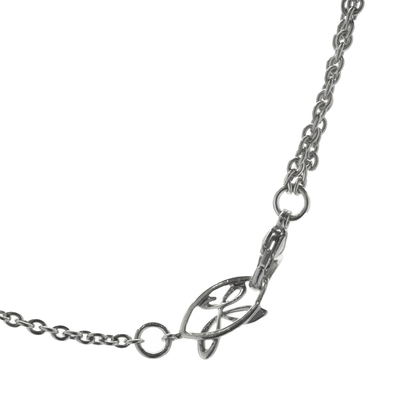 Hera Sterling Silver and 18 Karat Rose Gold Station Necklace with Diamond Leaf Ball