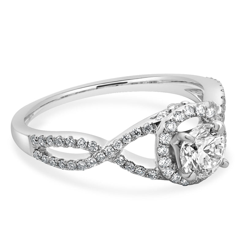 14 Karat White Gold Round Diamond Engagement Ring
