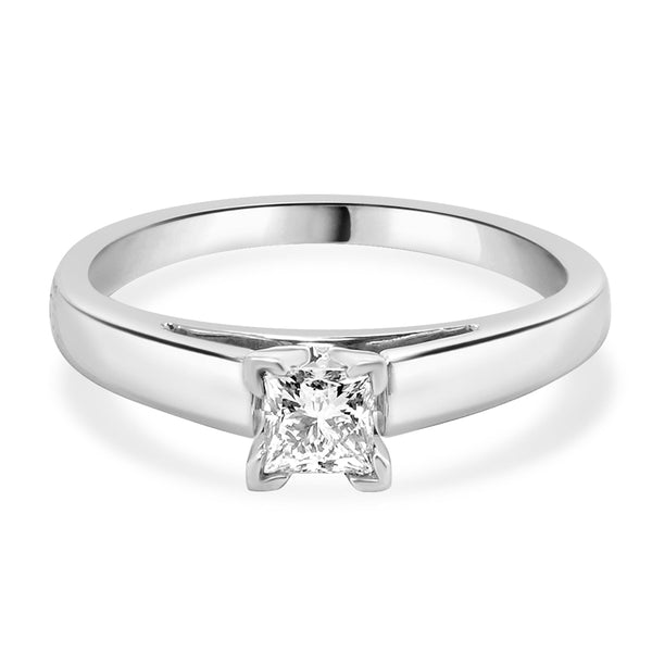 14 Karat White Gold & Platinum Princess Cut Diamond Engagement Ring