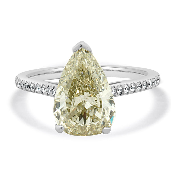 18 Karat White Gold Pear Diamond Engagement Ring