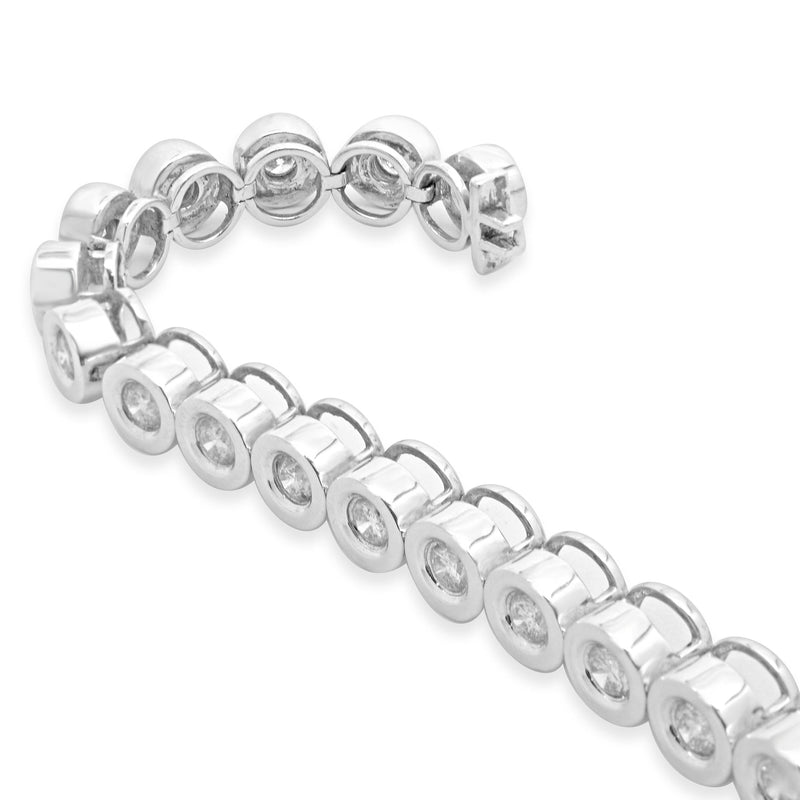 14 Karat White Gold Bezel Set Diamond Inline Tennis Necklace