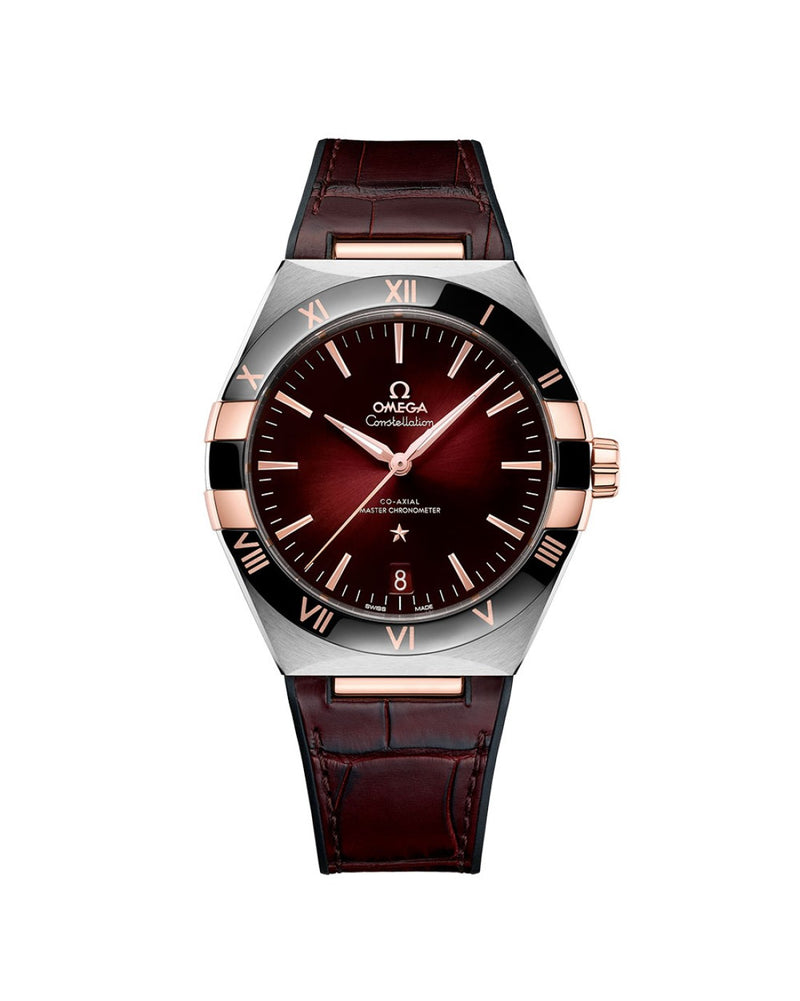 Omega Constellation Stainless Steel 18K Gold Dark Red 131.23.41.21.10.001