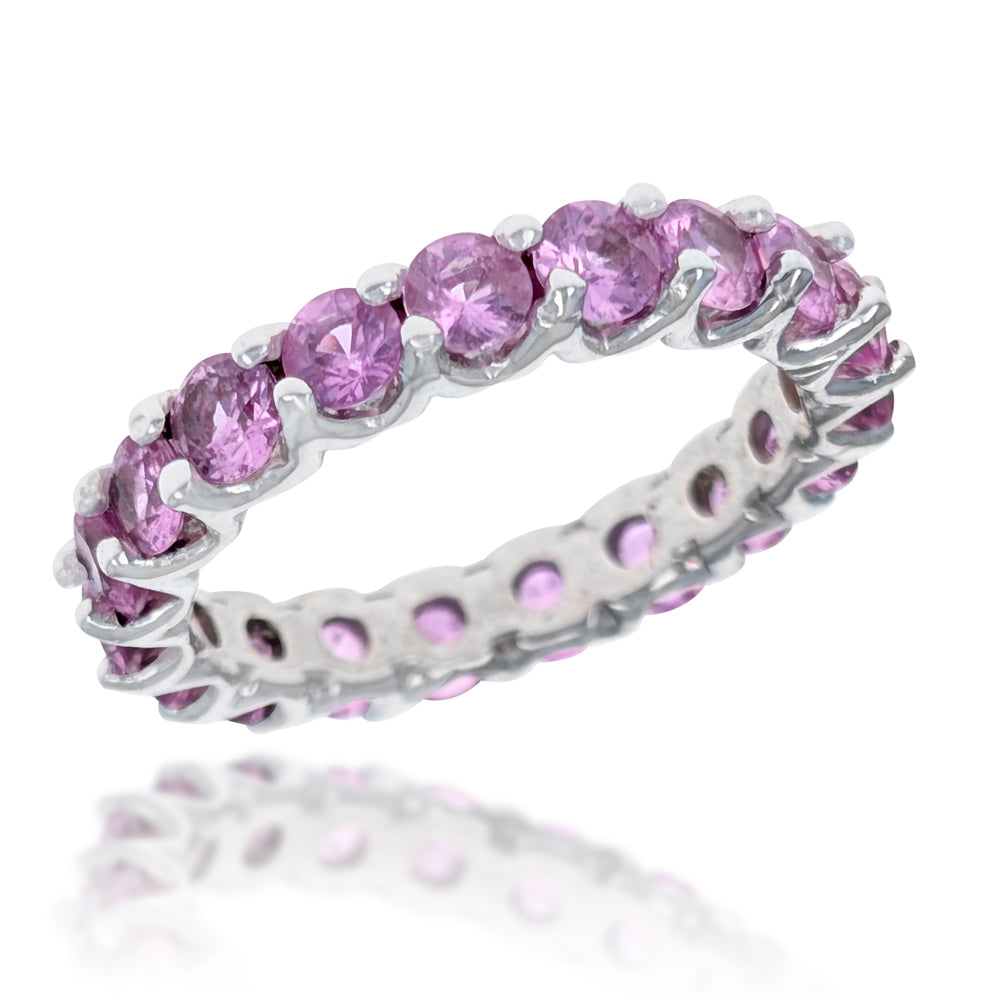 Pink Sapphire Eternity Band in White Gold