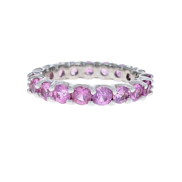Pink Sapphire Eternity Band in White Gold