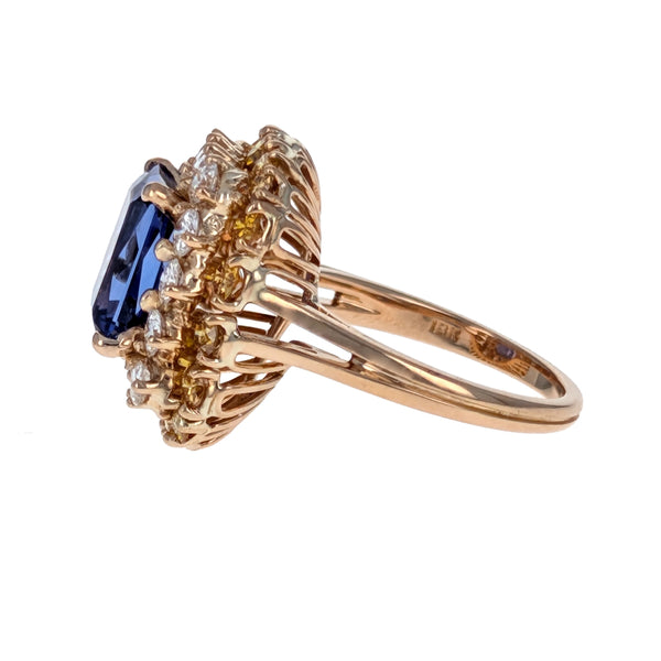Tanzanite and Diamond Ring in 18K Yellow Gold