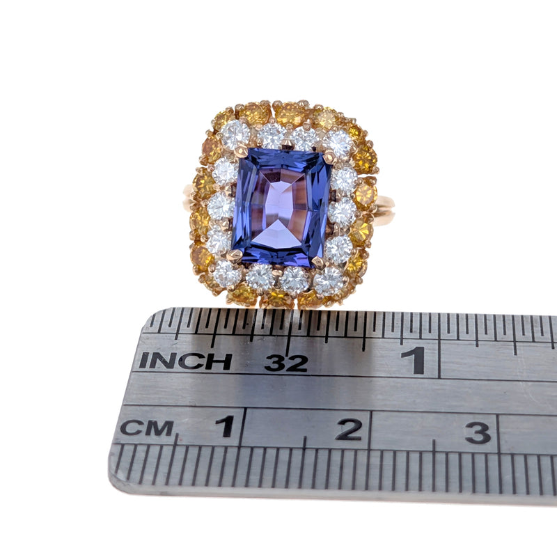 Tanzanite and Diamond Ring in 18K Yellow Gold