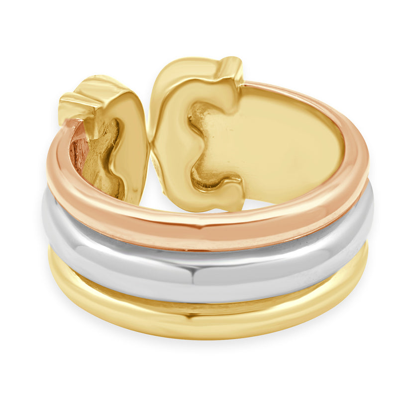 Cartier 18 Karat Tri-color Diamond Double C Ring