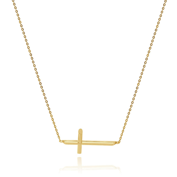 14 Karat Yellow Gold Cross Necklace