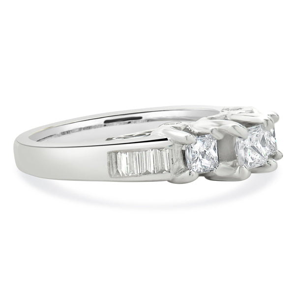 14 Karat White Gold Past, Present, Future Diamond Engagement Ring