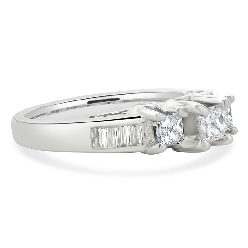 14 Karat White Gold Past, Present, Future Diamond Engagement Ring