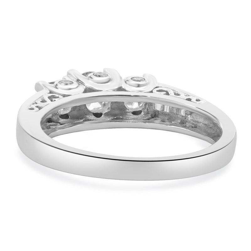 14 Karat White Gold Past, Present, Future Diamond Engagement Ring