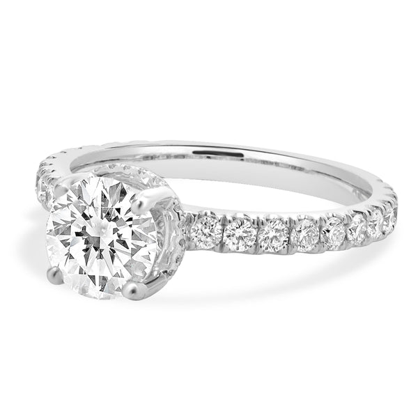 14 Karat White Gold Round Brilliant Cut Diamond Engagement Ring