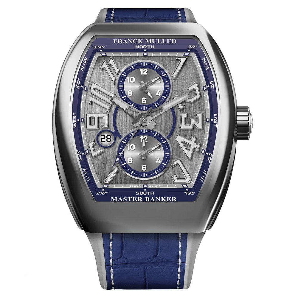 Stainless Steel Franck Muller Vanguard Blue Master Banker