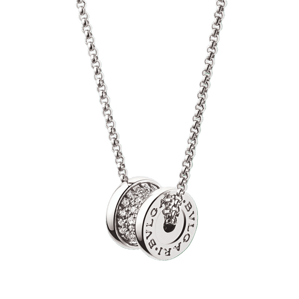 Bvlgari B.Zero1 White Gold & Pave Diamonds Mini Pendant Necklace