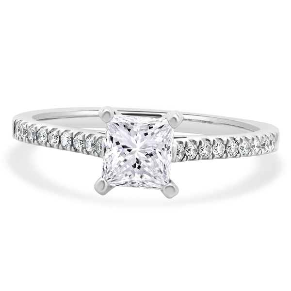 14 Karat White Gold Princess Cut Diamond Engagement Ring