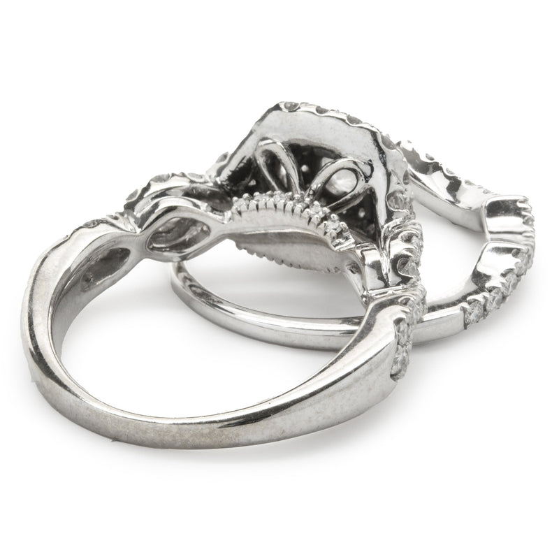 14 Karat White Gold Round Brilliant Diamond Wedding Set