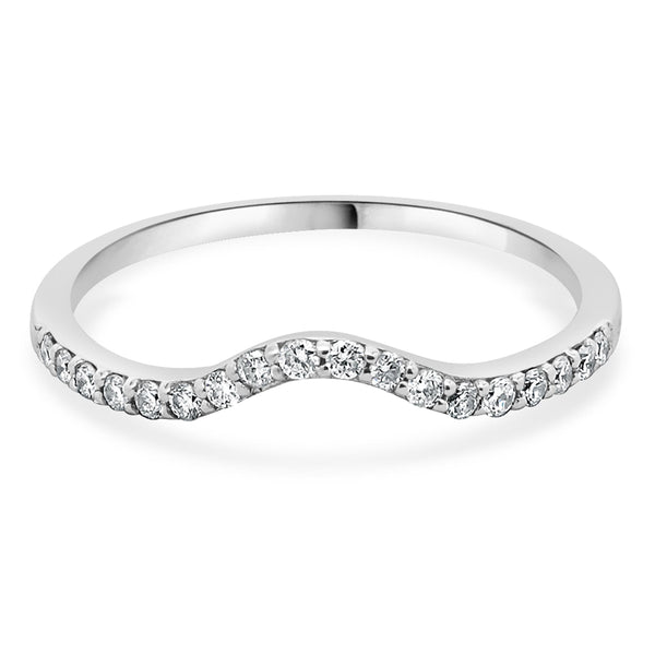 14 Karat White Gold Diamond Contoured Band